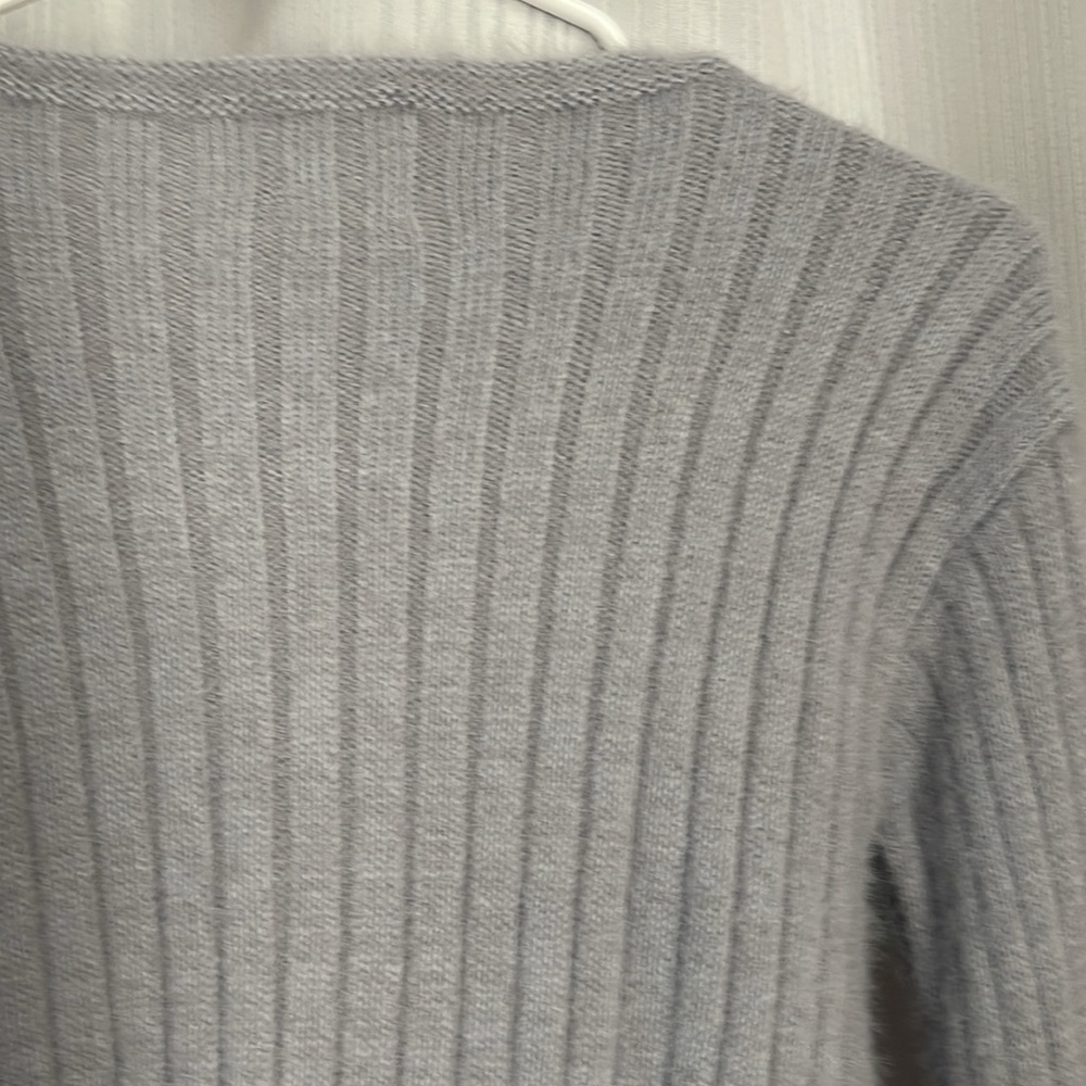 Princess Polly Gray Ribbed V-Neck Drawstring Sweater - Picture 4 of 9